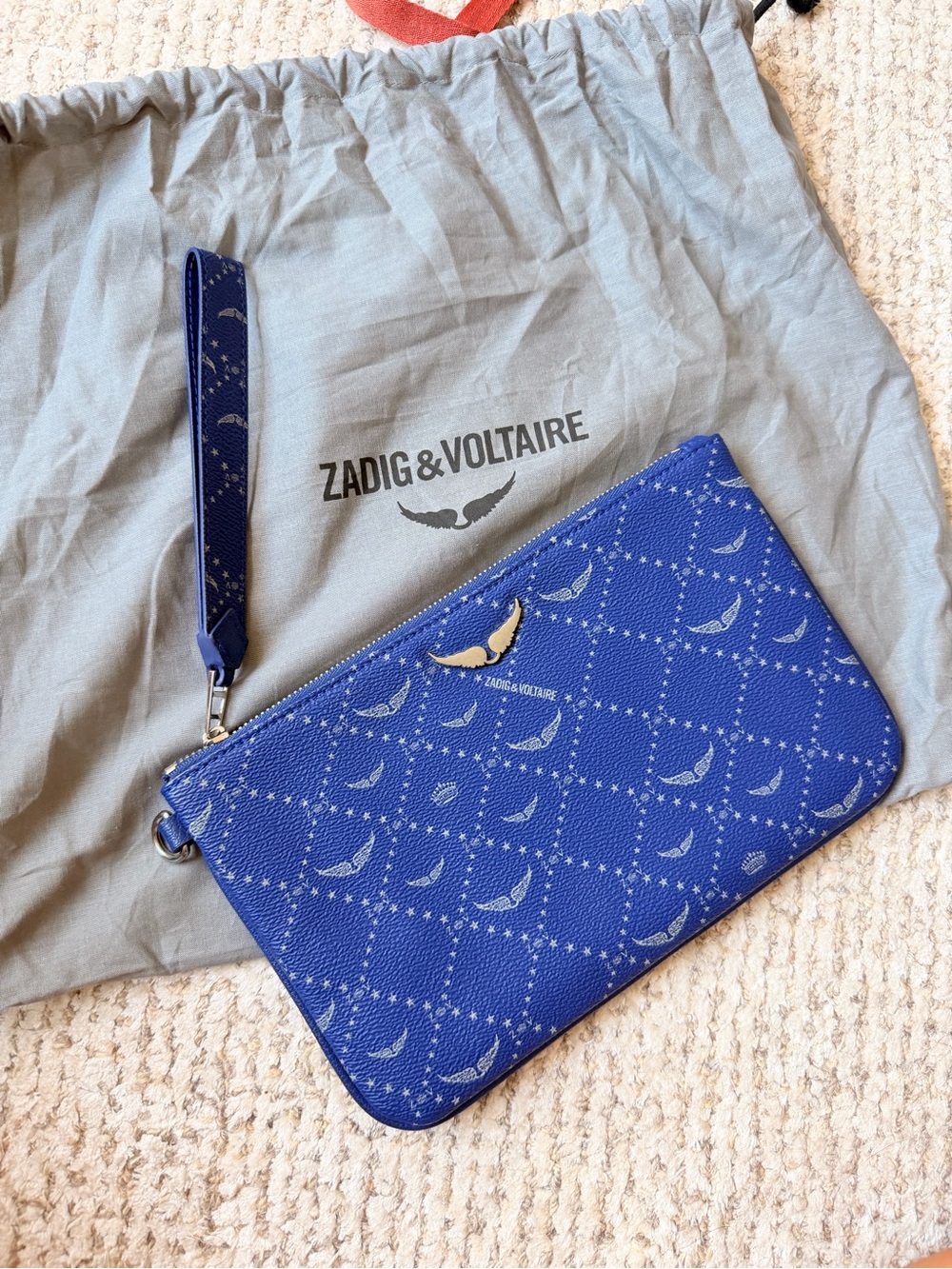Zadig & Voltaire Royal Blue Patterned Wristlet Clutch